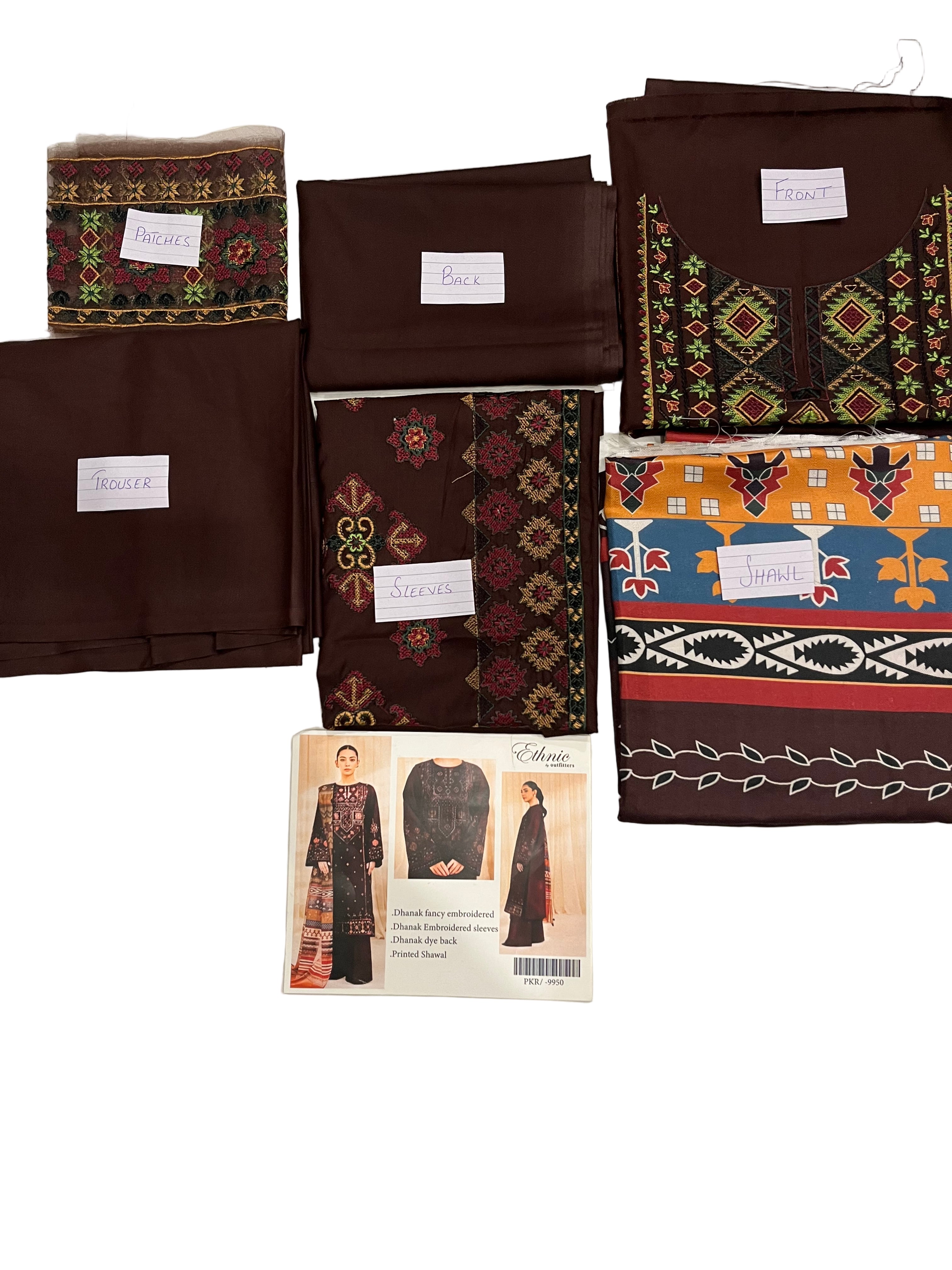 3pc Ethnic Dhanak Unstitched