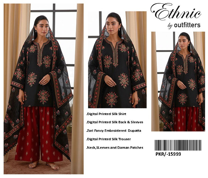 3pc Ethnc Silk Unstitched
