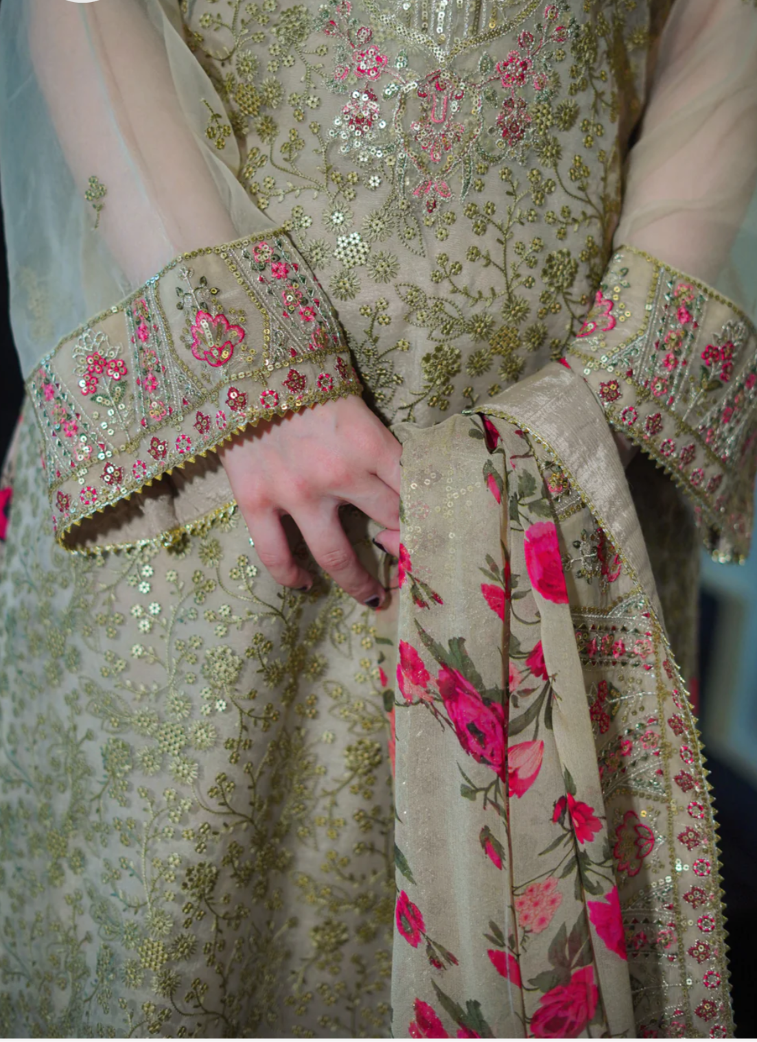 3pc Aneelas Luxury Organza Unstitched