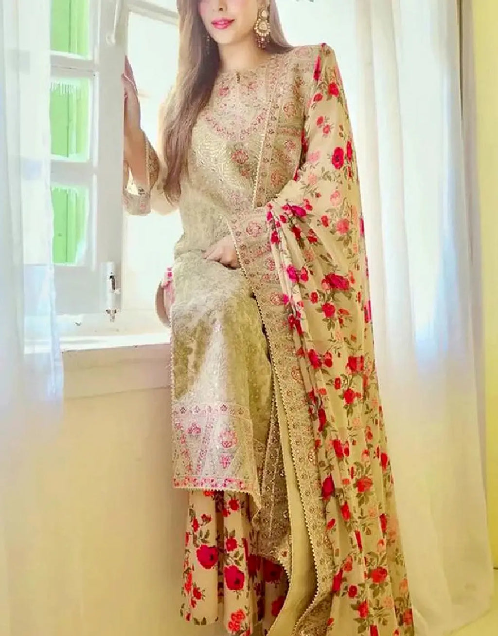 3pc Aneelas Luxury Organza Unstitched