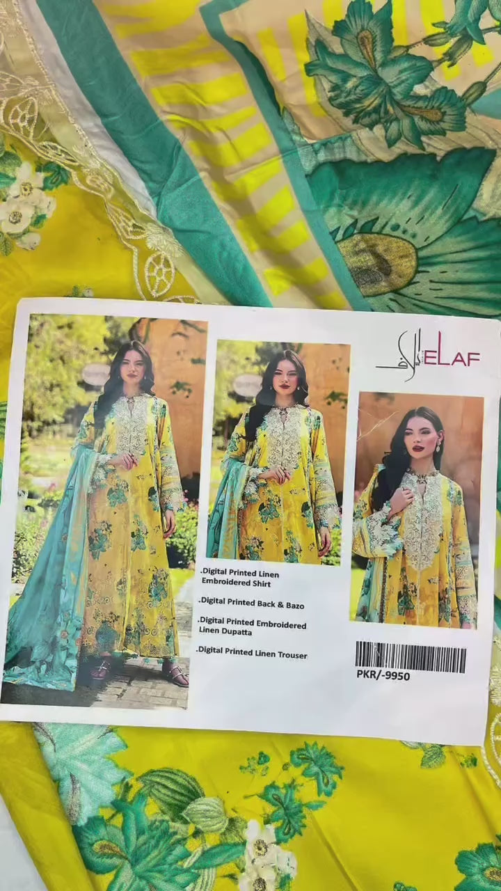 3pc Elaf Linen Unstitced