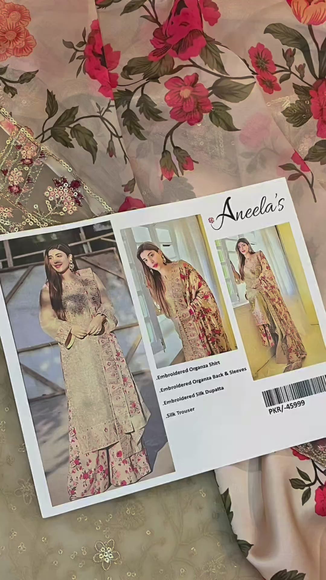 3pc Aneelas Luxury Organza Unstitched