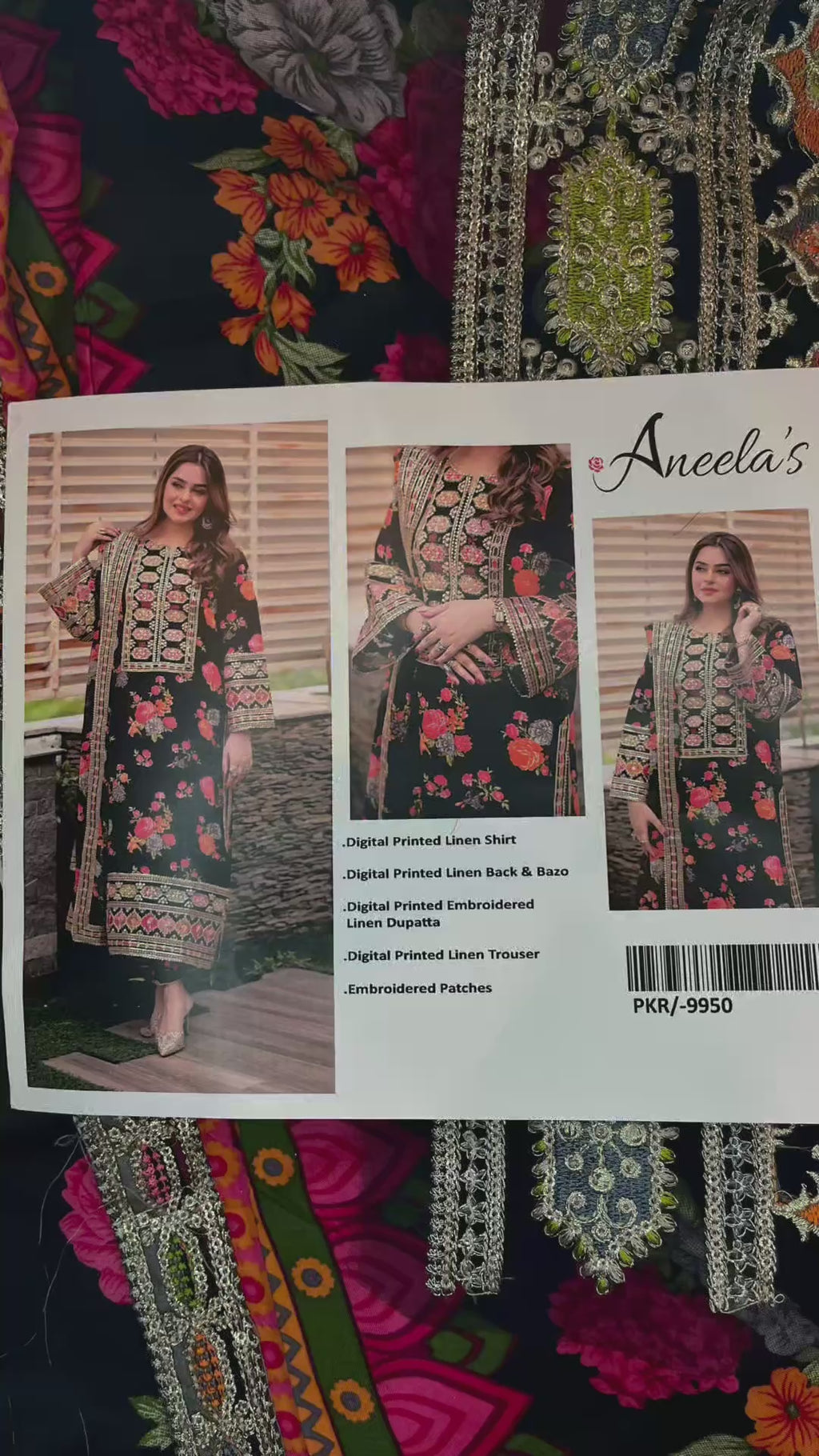 3pc Aneelas Linen Unstitched